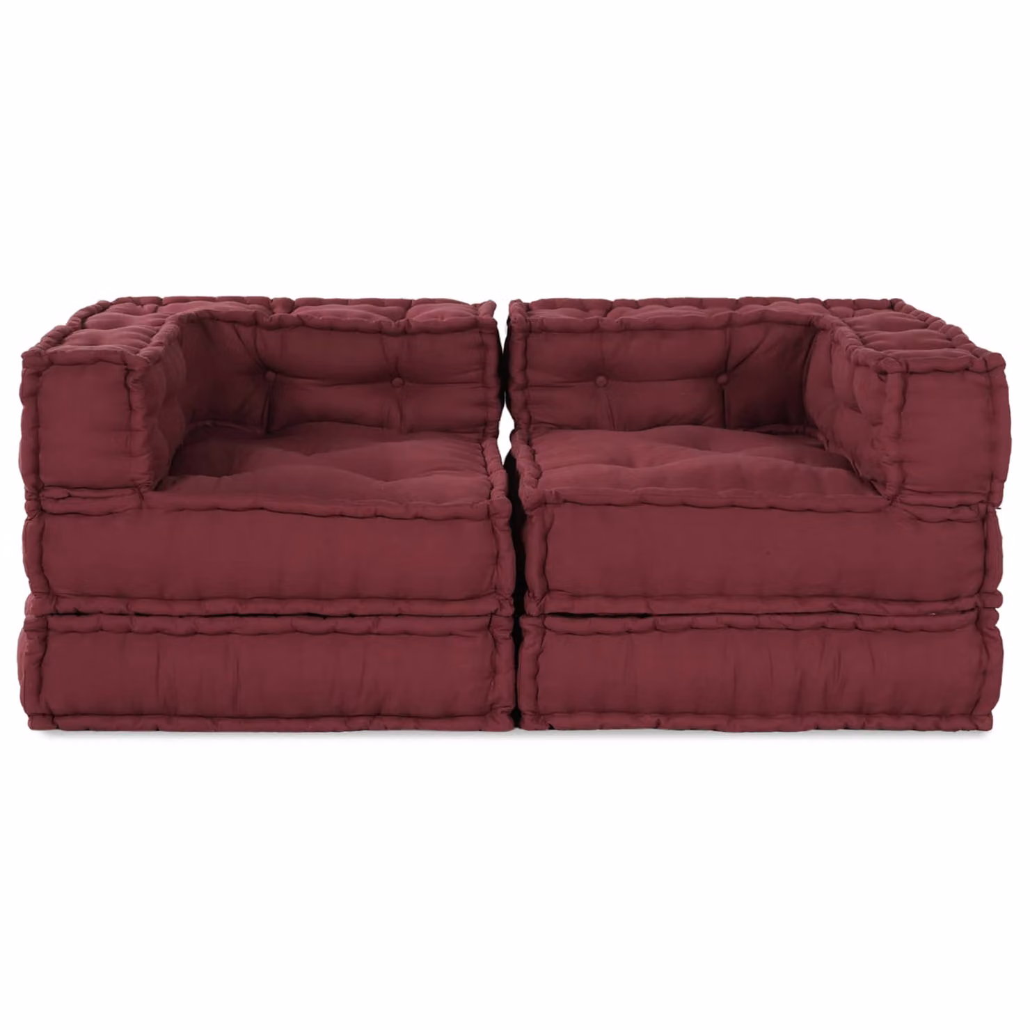 Set di 2 unità di divano modulare vidaXL in tessuto rosso per soggiorno o esterno L/P/H: 140 x 70 x 56 cm