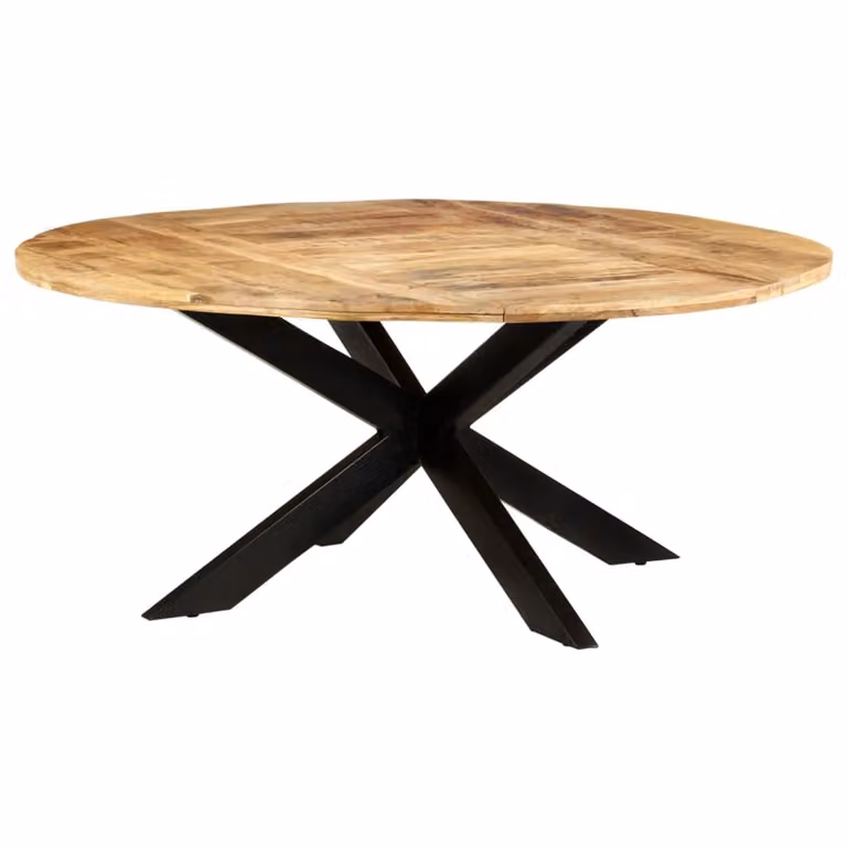 Tavolo da Pranzo Rotondo 175x75 cm in Massello di Mango Grezzo
