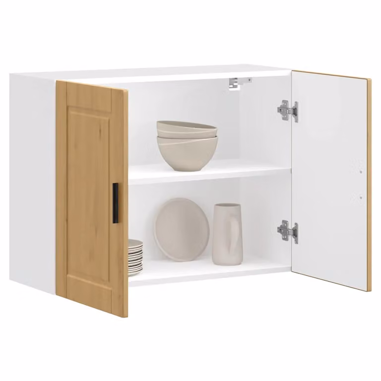Pensile da cucina moderno vidaXL in legno e MDF con ante a battente, disponibile in bianco e marrone, L: 80 cm, H: 60 cm, P: 31 cm