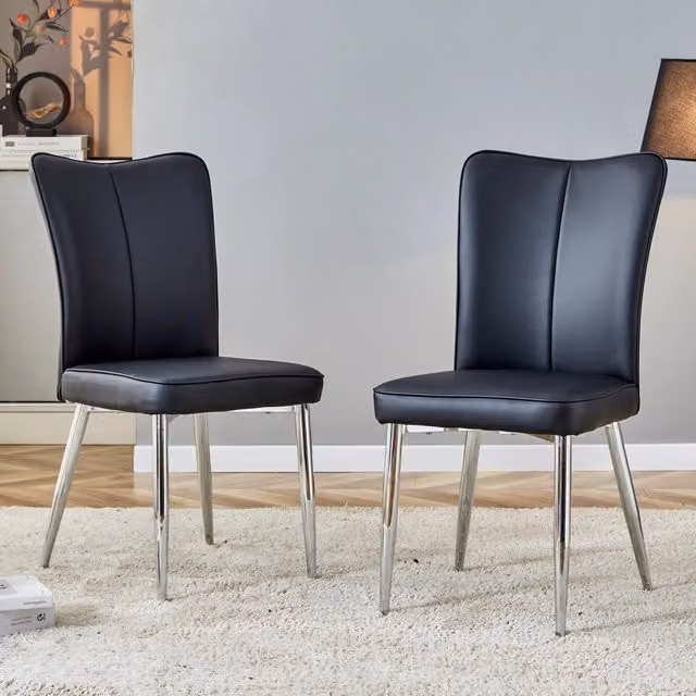 SEDIA da pranzo Set da 2 pezzi Nero PU e metallo