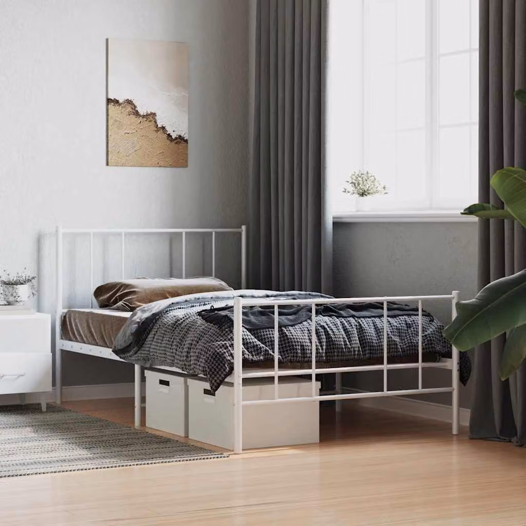 vidaXL Giroletto in metallo con testiera e pediera, Bianco, L 80 cm x P 200 cm