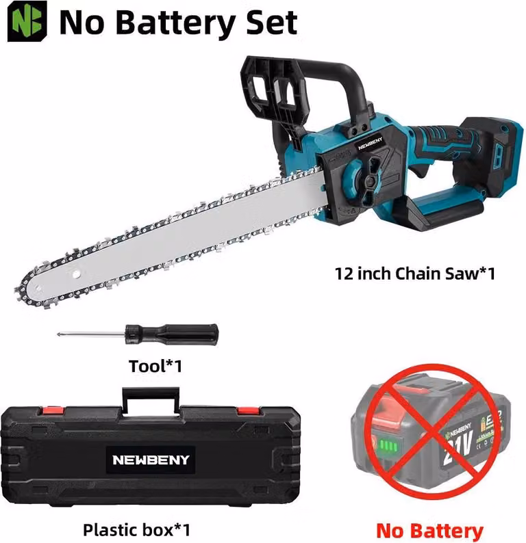 Motosega a batteria - Senza spazzole, senza fili - Lama da 30 cm - 18 V - 3000 W - Velocità catena 14 m/s - Display LED - Senza batteria
