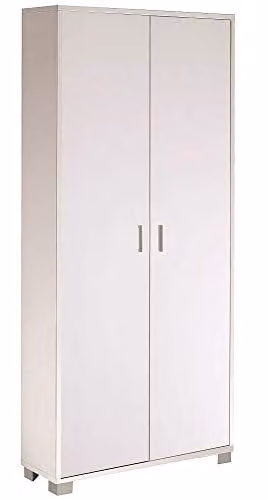 Sarmog Kit Armadio con 2 ante, Armadio salvaspazio, Armadio camera da letto, Design contemporaneo, Armadio salvaspazio H190 L83 P29 (Senza specchio, Bianco fiammato/Bianco fiammato)