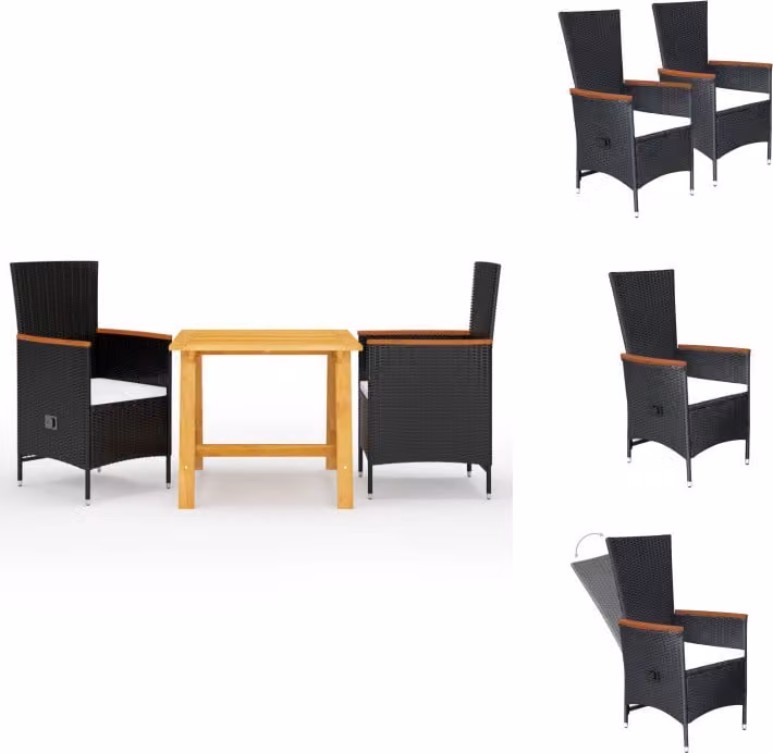 vidaXL Set da pranzo da giardino 3 pezzi nero - Set di mobili da giardino