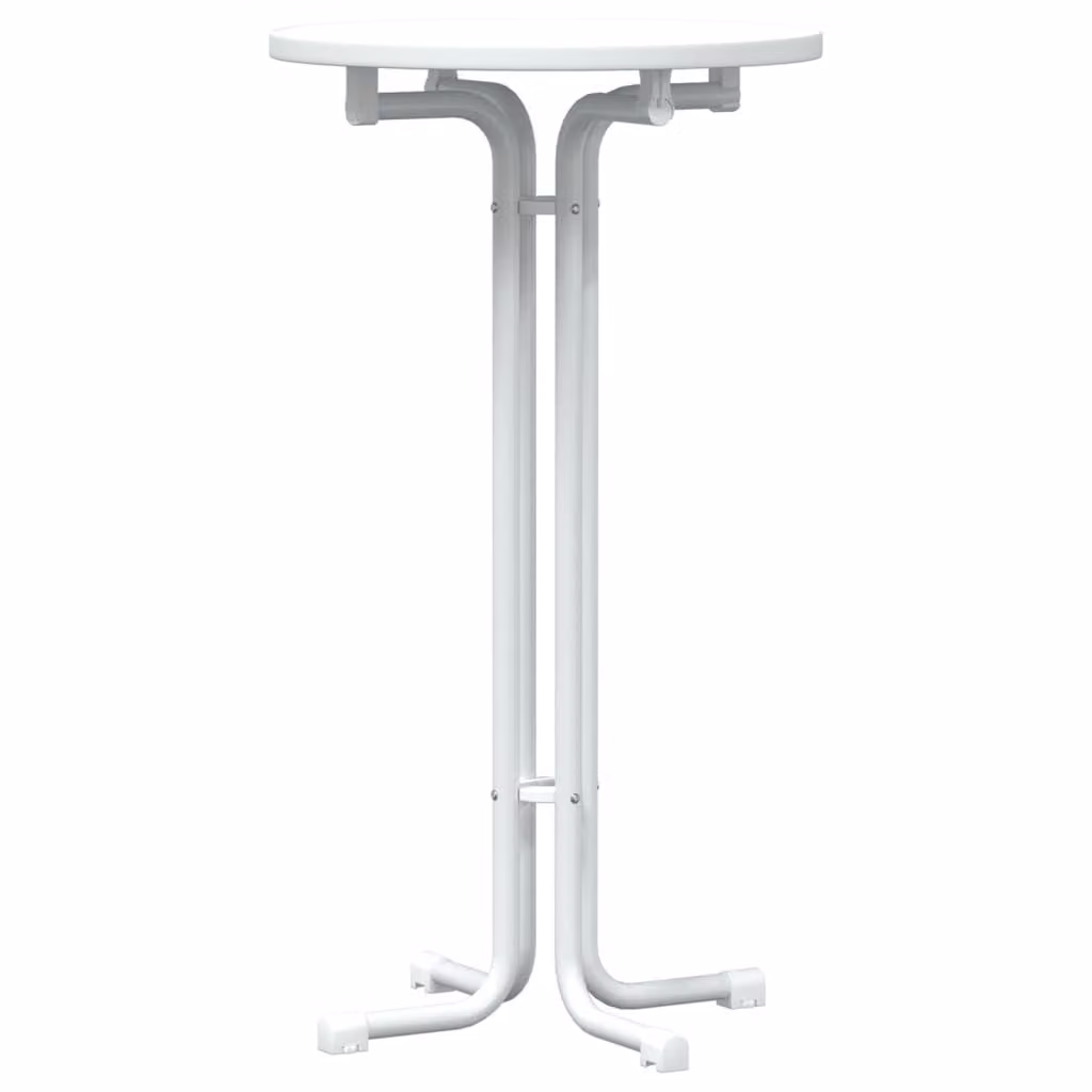 Tavolo da Bar Bianco Ø60x110 cm Legno Multistrato e Acciaio
