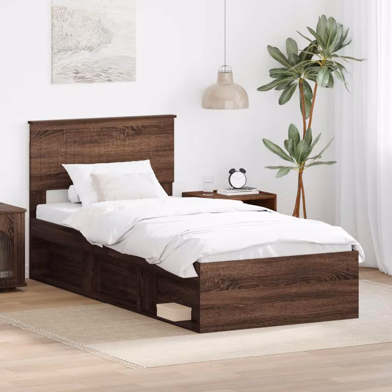 Struttura del letto vidaXL in pino massello color rovere marrone L 200 cm x L 90 cm