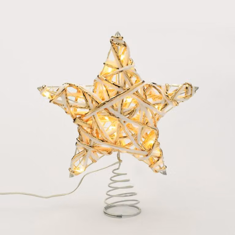 Luci natalizie ACA, bianco + stella dorata per l'albero, 20 mini LED, luce bianca calda, alimentate a batterie (3xAA), IP20, 23x5x20 cm, X11201124