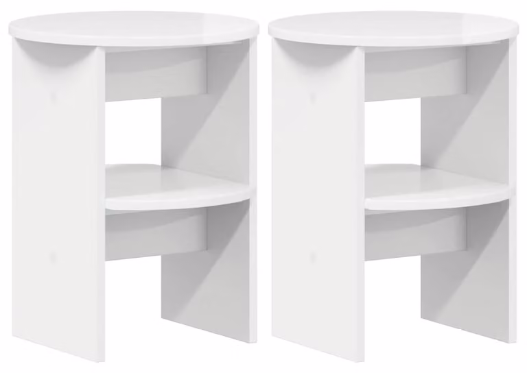Mobile laterale 2 pcs Bianco Lucido Ø40 x 50 cm