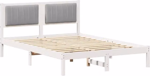 Letto matrimoniale | Letto per adulti | Letto con Testiera Rivestita Grigio chiaro 140 x 200 cm