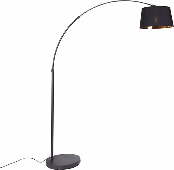 Lampada ad arco moderna nera con dettagli dorati Arc Basic