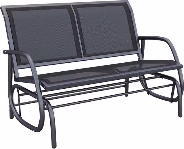 Panchina a dondolo da giardino 2 posti 120x70x85 cm metallo nero classica