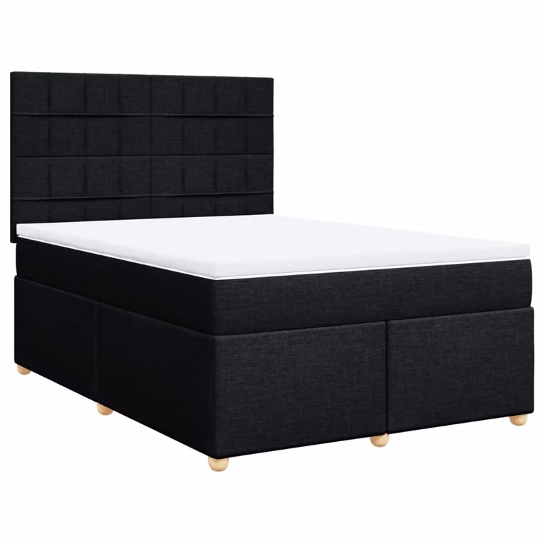 Giroletto a Molle con Materasso Nero 160x200 cm in Tessuto