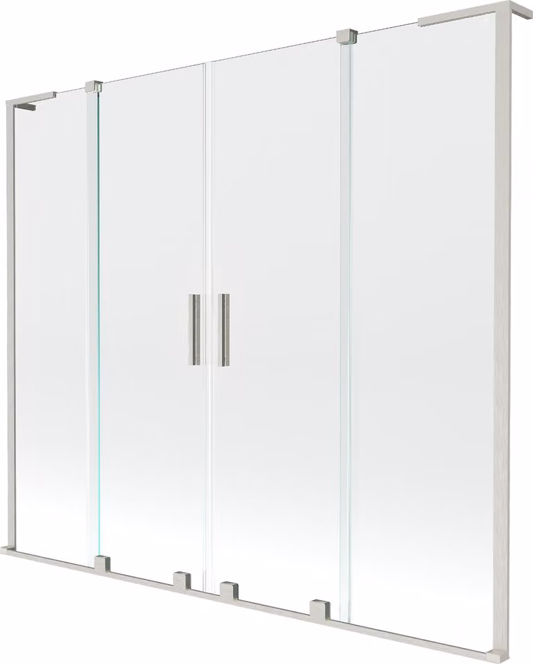 Mexen Velar L Duo paravento per vasca 2-ante scorrevoli 170 x 150 cm, trasparente, nichel spazzolato - 896-170-003-02-97