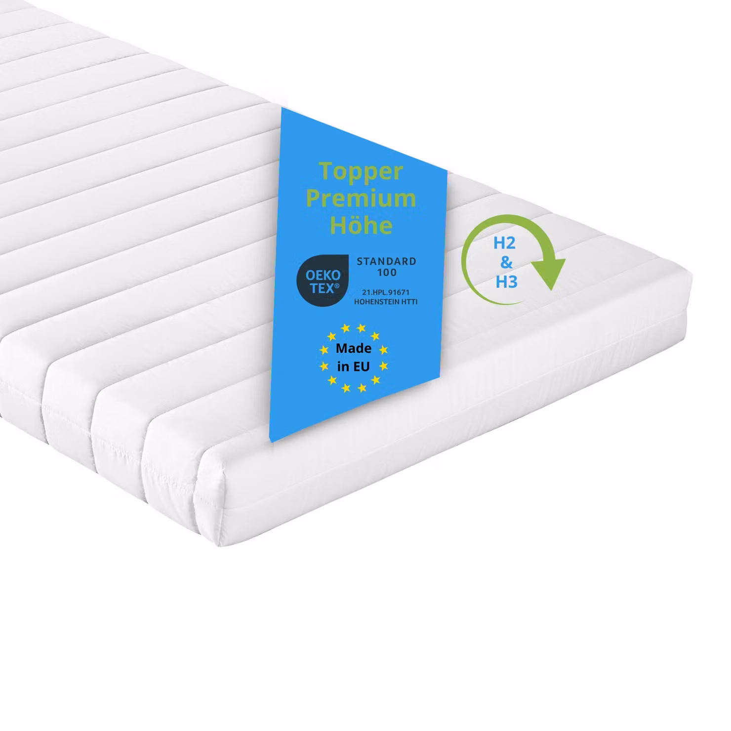topper ergonomico in schiuma fredda a 7 zone, 90 x 190 cm, 10 cm, H2 e H3, per tutti i materassi, Bodyprotect