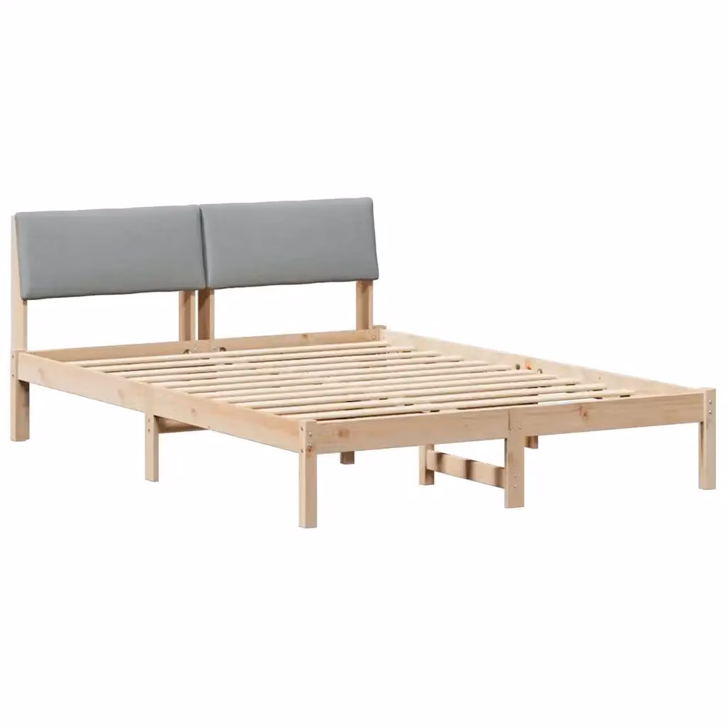 Struttura del Letto Moderna vidaXL in Legno di Pino, Marrone e Grigio, 140 x 190 cm – 2