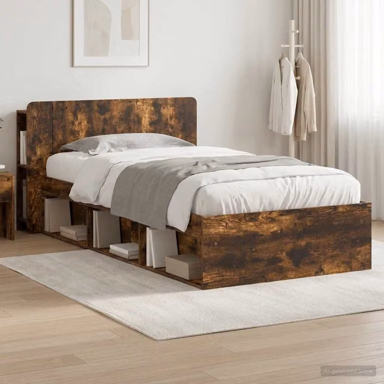 vidaXL Telaio del letto con cassetti in legno Rovere Fumo L: 190 cm, P: 75 cm