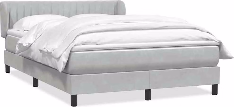 Giroletto a Molle con Materasso Grigio Chiaro 160x210cm Velluto