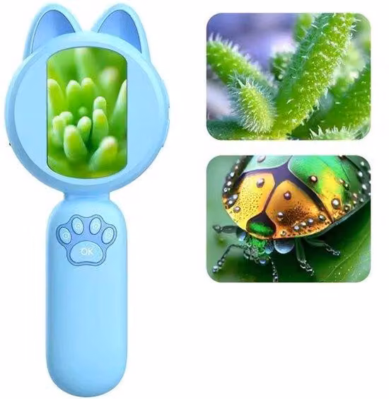 Microscopio elettronico Kinder-Blitz, blu, didattico, portatile, per esperimenti scientifici, giocattolo