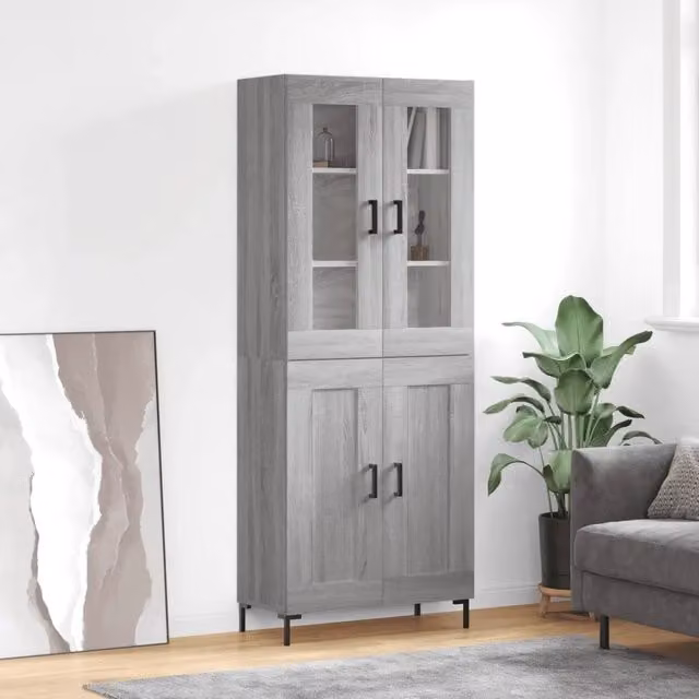 Credenza-Buffet-Armadio da cucina Grigio Sonoma 69,5x34x180 cm in Legno Multistrato 399734