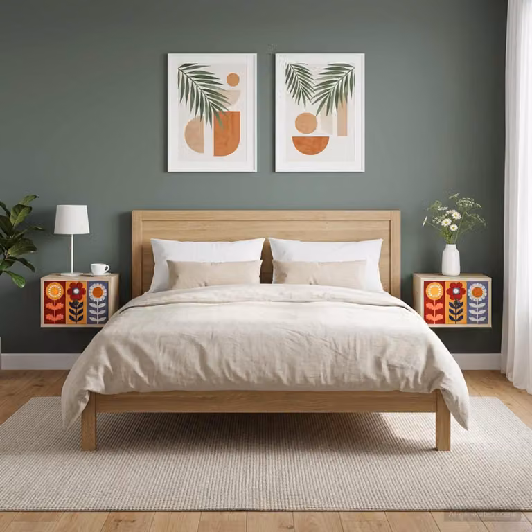 Set di 2 comodini sospesi vidaXL ESSEN in Rovere Sonoma e Multicolore