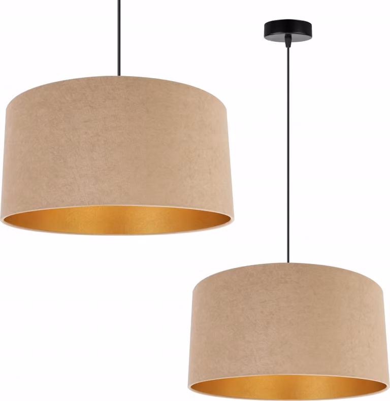 Lampada a sospensione Lampadario in velluto dorato Paralume