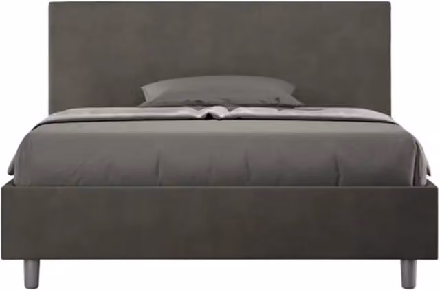 Letto matrimoniale francese senza rete imbottito 140x210 microfibra grigio Adele