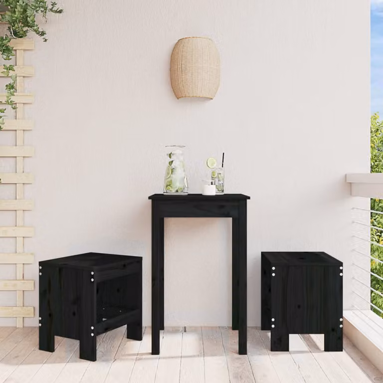 Set di 2 sgabelli da giardino vidaXL in legno di pino nero L/P/H: 40 x 36 x 45 cm