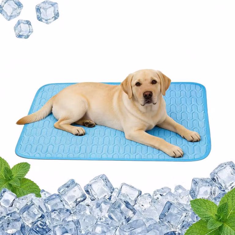 Tappetino refrigerante per cani e gatti, auto-raffreddante, in tessuto effetto ghiaccio, pieghevole, 55x70 cm, colore blu
