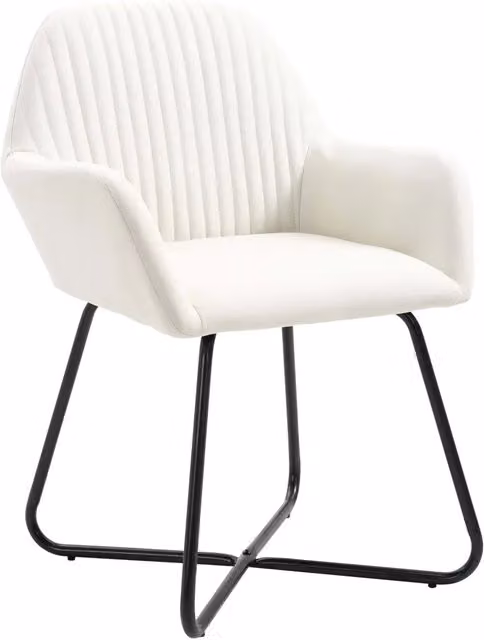 Set di 2 sedie da pranzo moderne vidaXL in tessuto beige e bianco con struttura in metallo e plastica