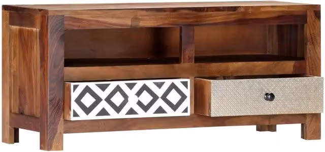 Mobile Porta TV vidaXL in Legno di Acacia Marrone L: 90 cm, P: 30 cm, H: 40 cm