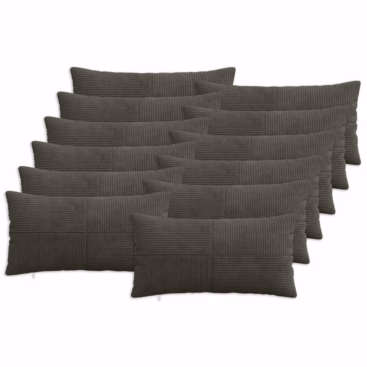 Set di 12 federe vidaXL ALMELO in velluto a coste, colore antracite, L 40 cm x P 80 cm
