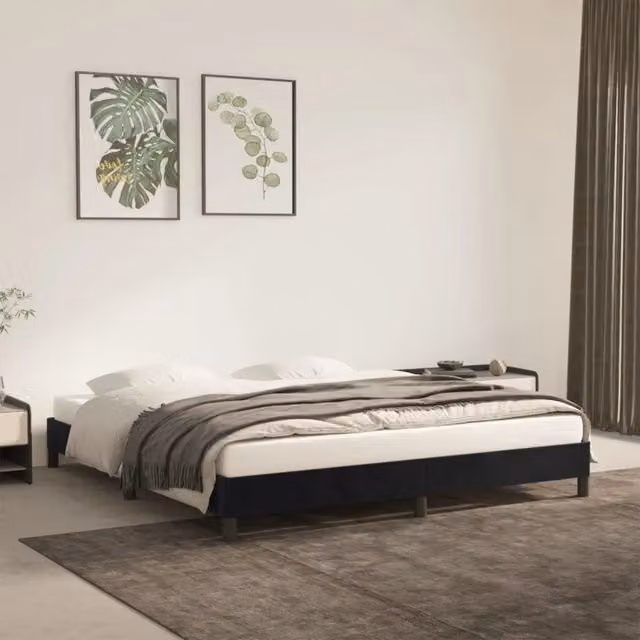 Giroletto senza Materasso-Struttura Letto Nero 160x200 cm in Velluto 100454