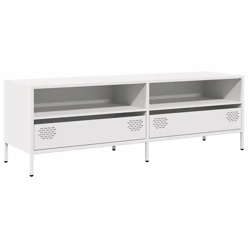 Mobile TV bianco vidaXL in metallo con stile industriale L: 135 cm, P: 39 cm, H: 43,5 cm – 2