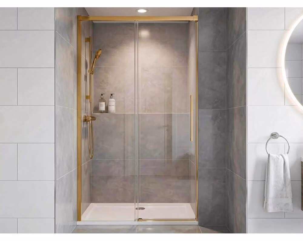 Porta doccia Luxor Gold Matt, altezza 1300 mm, vetro trasparente