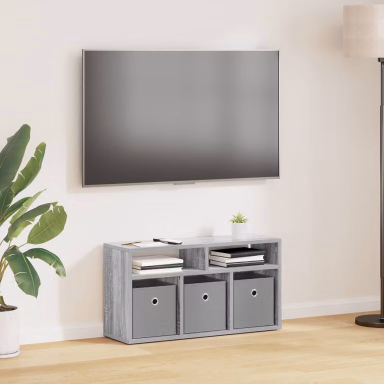 Lowboard moderno vidaXL con cassetto in legno MDF Grigio, L 72 cm x P 22,5 cm x H 38 cm