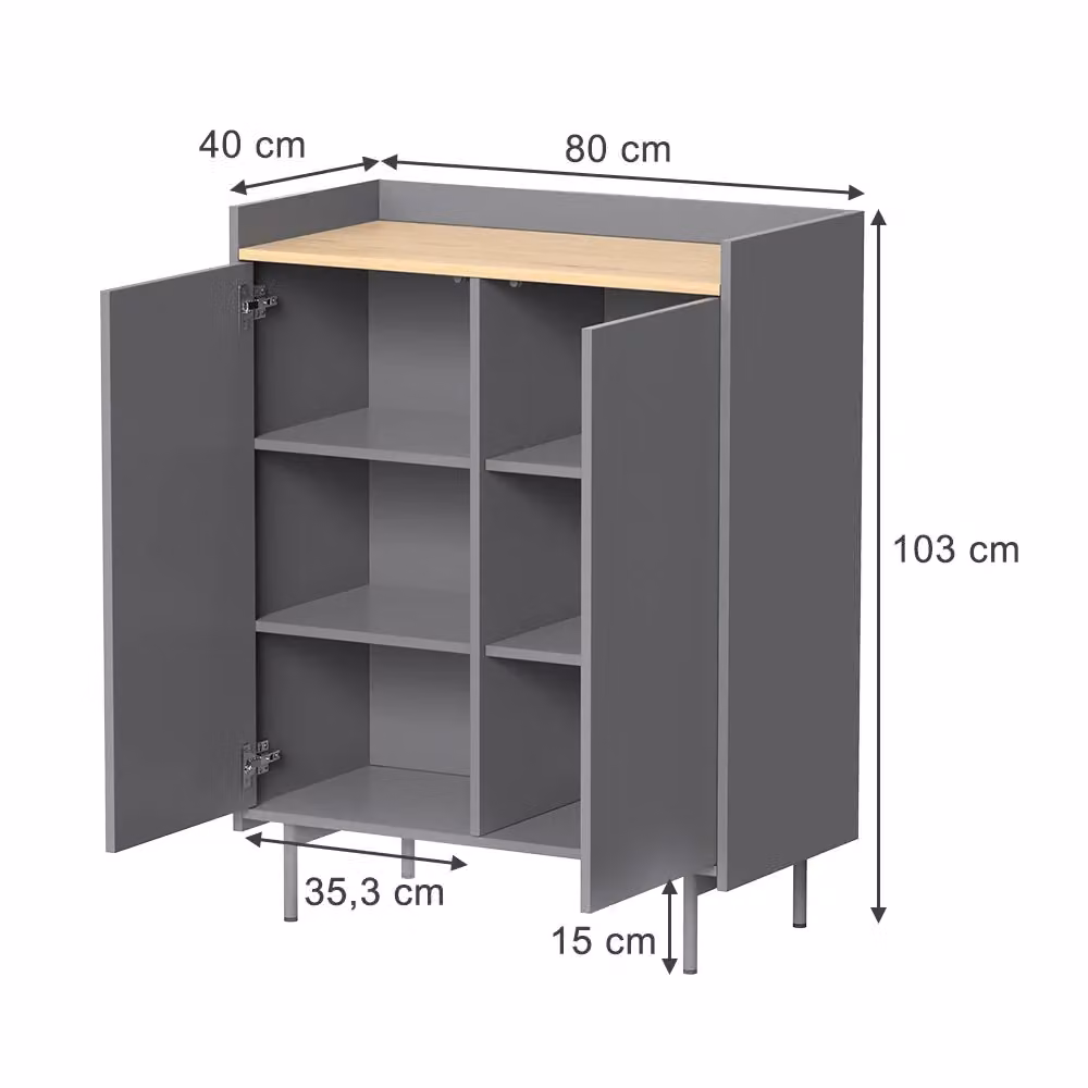 Credenza Velina Vicco Grigio L: 103 cm, P: 40 cm, H: 80 cm – 2
