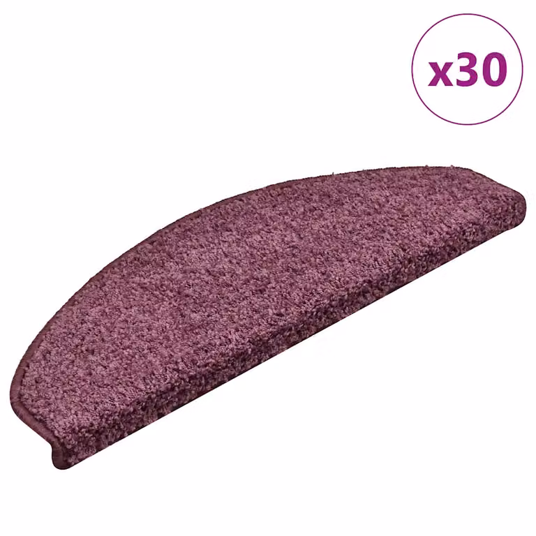 Set di 30 tappetini per scale semicircolari vidaXL, colore viola scuro, antiscivolo e fonoassorbenti, L: 65 cm, P: 21 cm, H: 4 cm