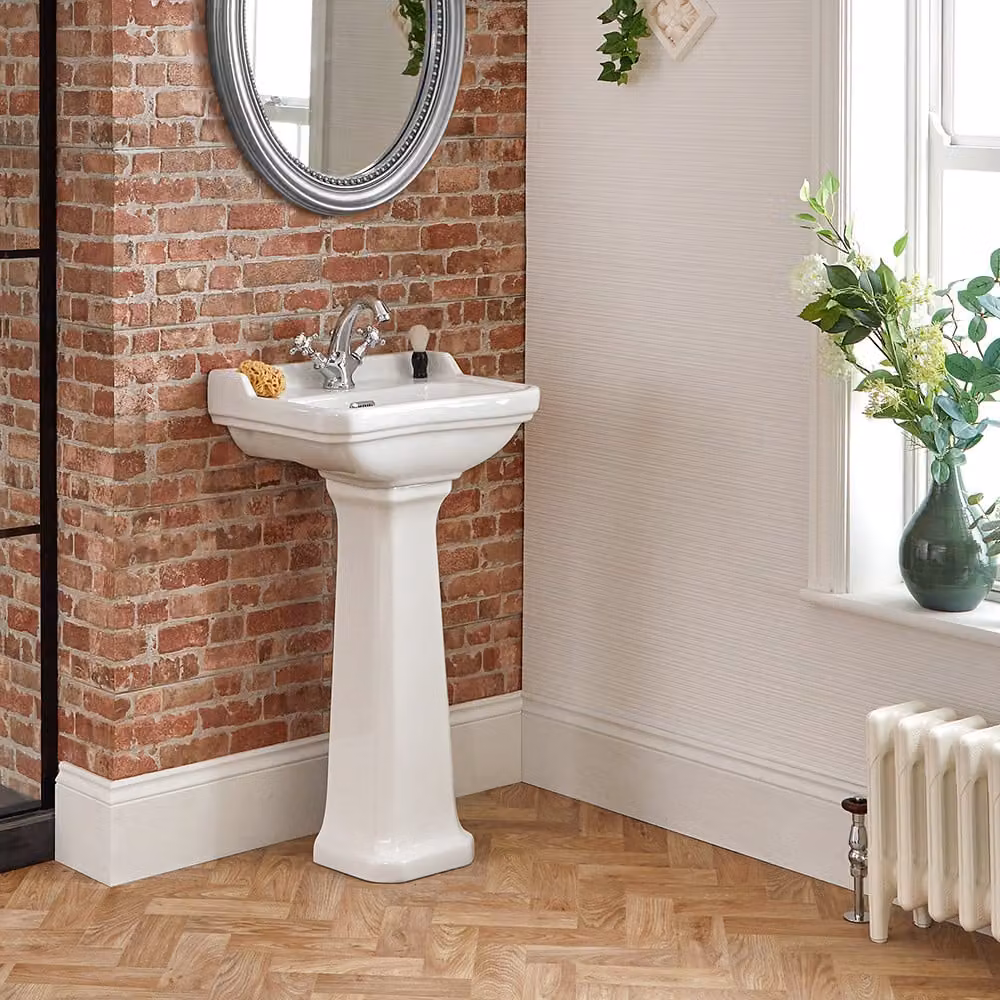 Lavabo Alto Tradizionale con Colonna - 500 mm x 350 mm - (1 foro per Rubinetto) - Richmond