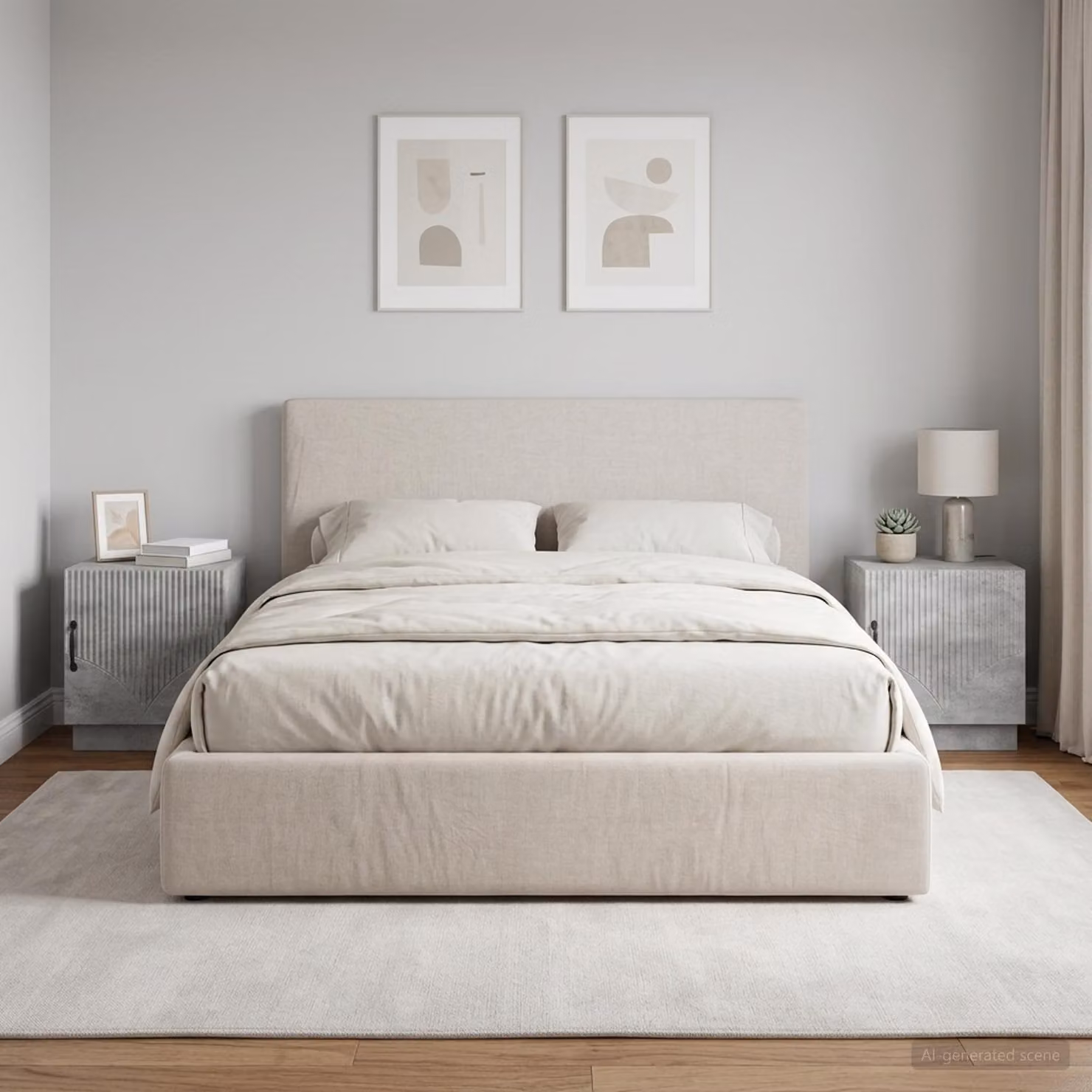 Set di 2 comodini moderni vidaXL in grigio cemento, L 43 cm x P 34,5 cm x H 47 cm