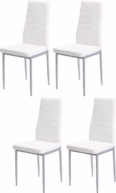 Sedia DINNA II CASA VITAL bianca in ecopelle con struttura in metallo argento per sala da pranzo e cucina