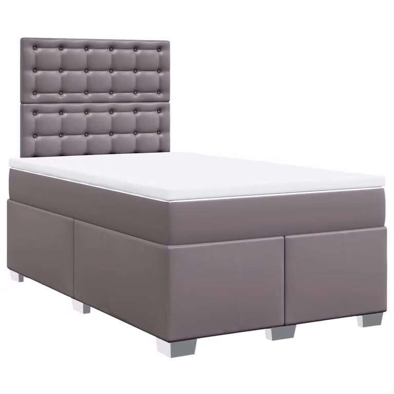 Giroletto a Molle con Materasso Grigio 120x200 cm in Pelle finta