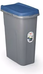 Pattumiera differenziata Home Eco System Stefanplast con coperchio a ribalta, Blu e Grigio, 25 Lt
