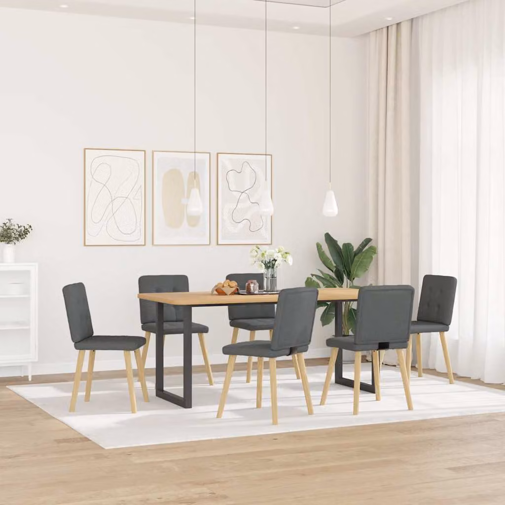 vidaXL Sedie da Pranzo 6 pz Grigio Scuro in Tessuto