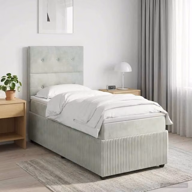 Letto box spring con materasso ibrido vidaXL in tessuto grigio chiaro L: 80 cm, P: 200 cm – 1