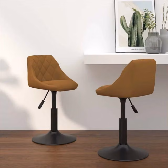 Set di 2 sedie da pranzo girevoli vidaXL in pelle sintetica marrone L/P/H: 46 x 44 x 77,5 cm – 2