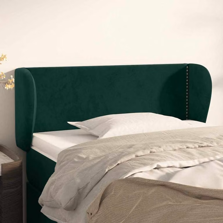 Testiera ad orecchio vidaXL in velluto verde scuro L/P/H: 83 x 23 x 78/88 cm