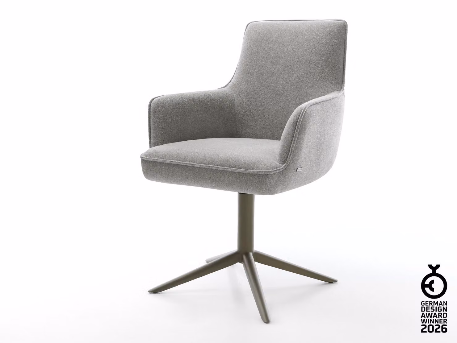 DELIFE sedia girevole Heira-Flex con braccioli tessuto testurizzato grigio morbido finitura effetto base titanio girevole a 360° funzione dondolo nucleo a molle tascabili