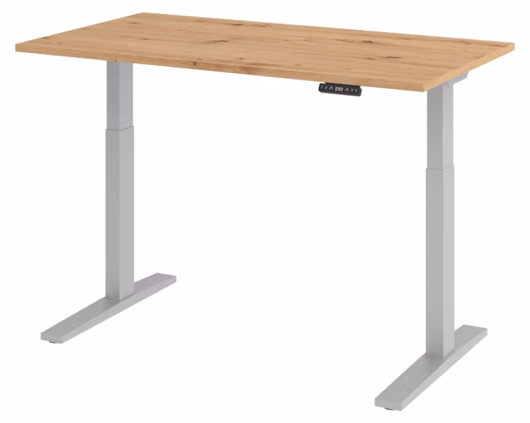 Scrivania elettrica bümö XMKA - Struttura: argento, finitura: rovere nodato, dimensioni: 140 x 80 cm