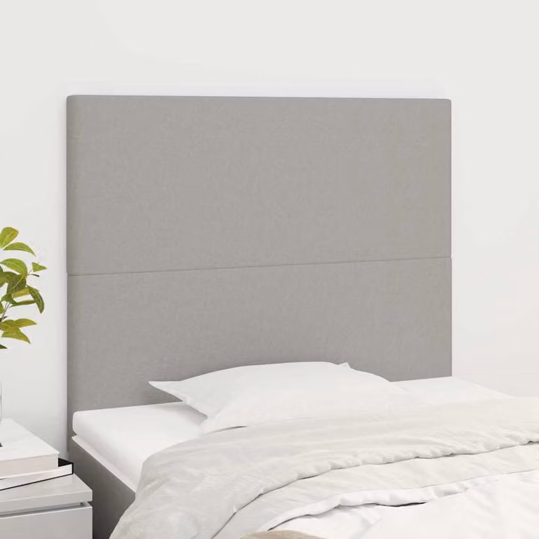 Testiera per letto vidaXL in tessuto grigio chiaro con struttura in legno di larice, L 100 cm, P 5 cm, H 118-128 cm