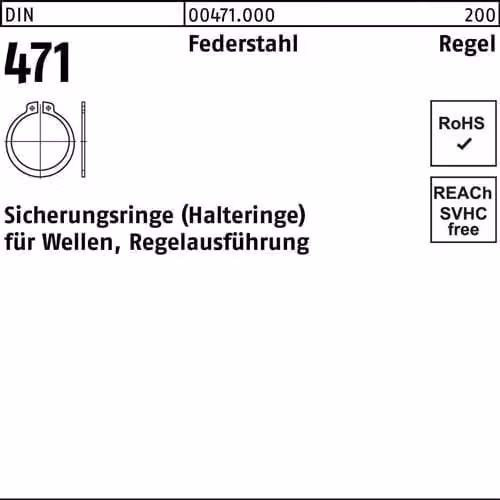 Anelli di sicurezza Reyher DIN 471 in acciaio per molle 23 x 1,2 004710009230000 (200 pezzi)